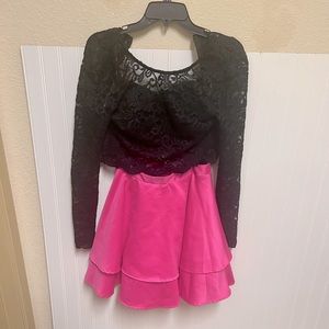 City studio glitter black lace top with pink satin skirt size 3